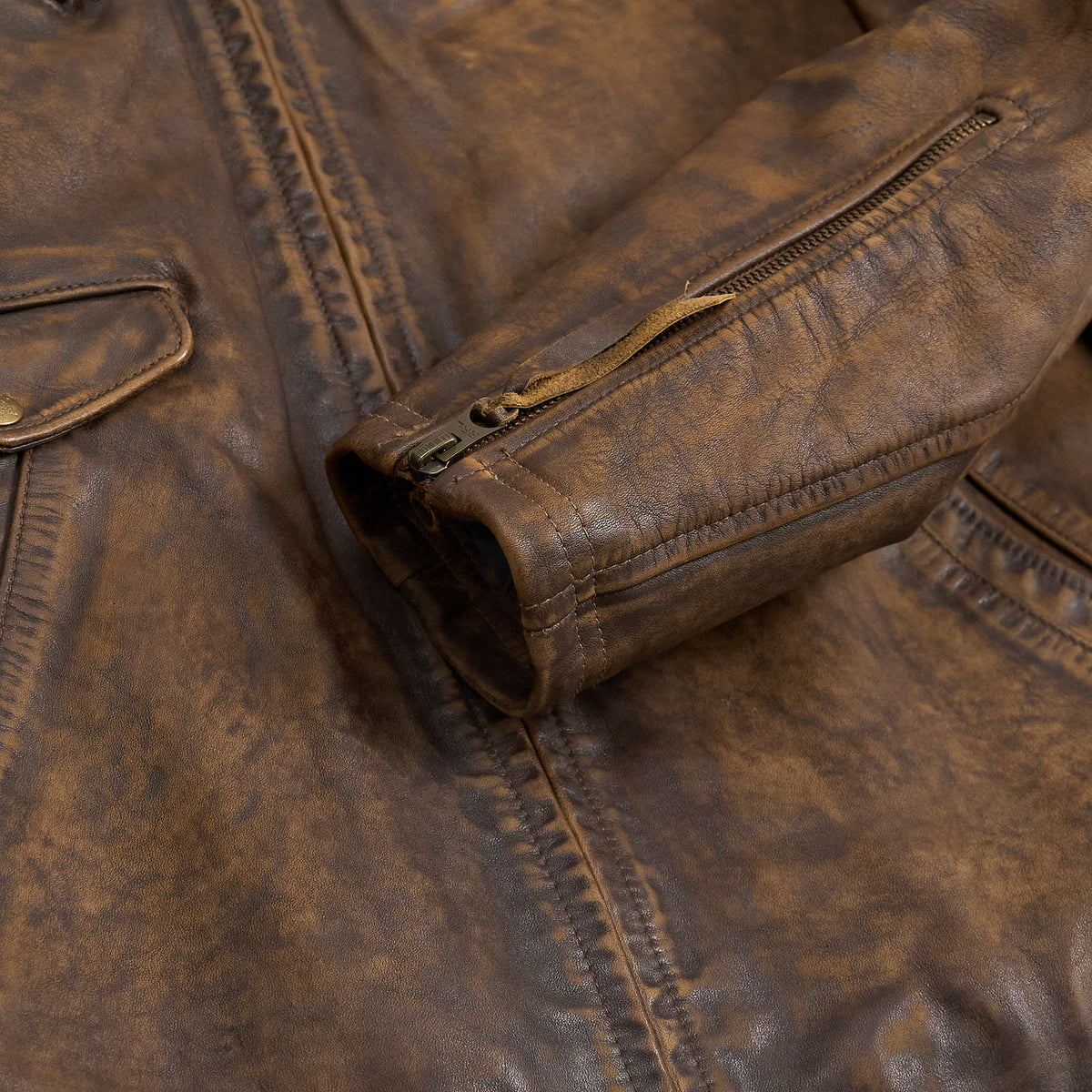 Double RL Timeworn Leather Moto Jacket