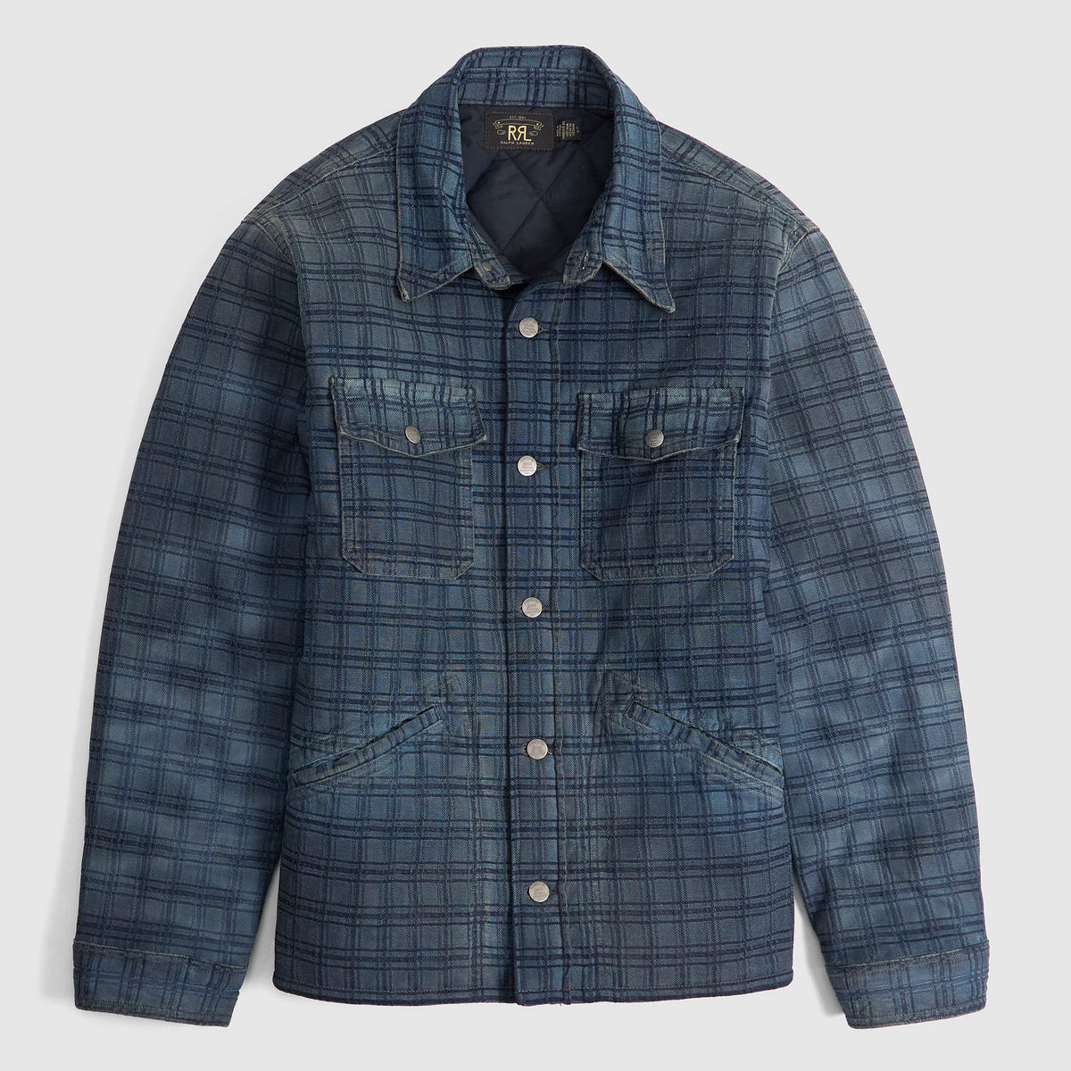 Double RL Plaid Indigo Jacquard Denim Work Jacket