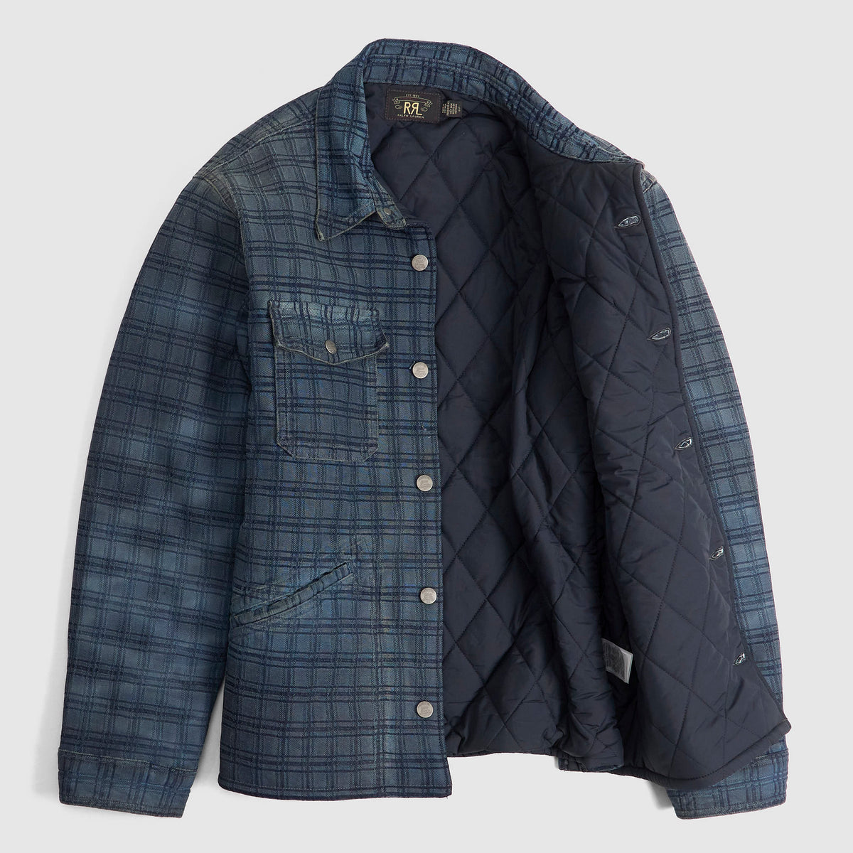Double RL Plaid Indigo Jacquard Denim Work Jacket