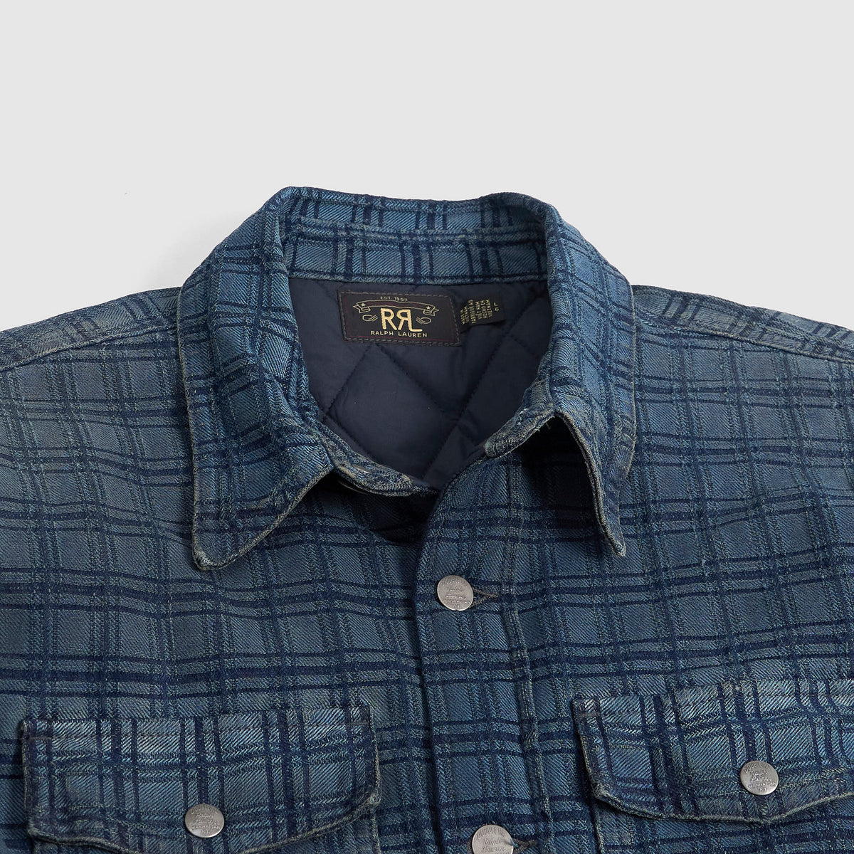 Double RL Plaid Indigo Jacquard Denim Work Jacket