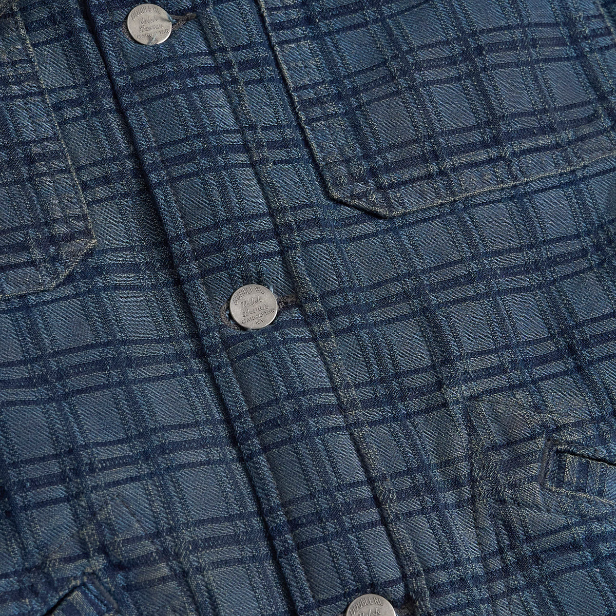 Double RL Plaid Indigo Jacquard Denim Work Jacket