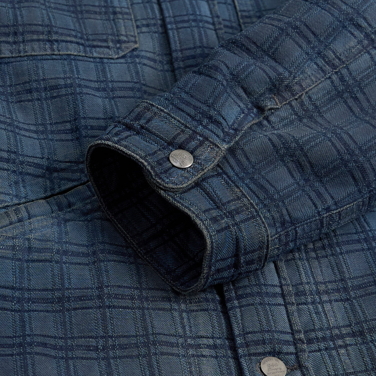 Double RL Plaid Indigo Jacquard Denim Work Jacket