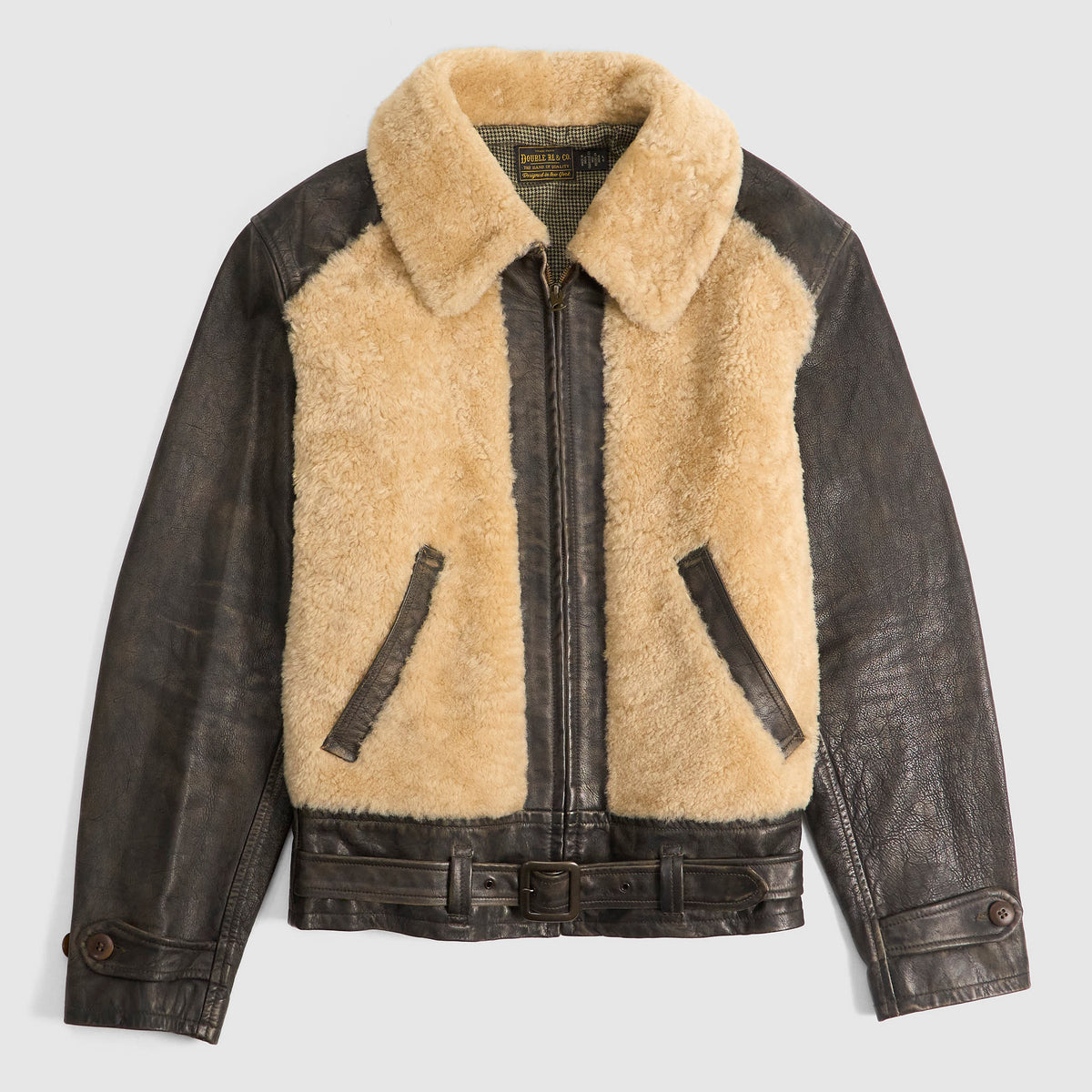 Double RL Shearling Grizzly Motor Jacket