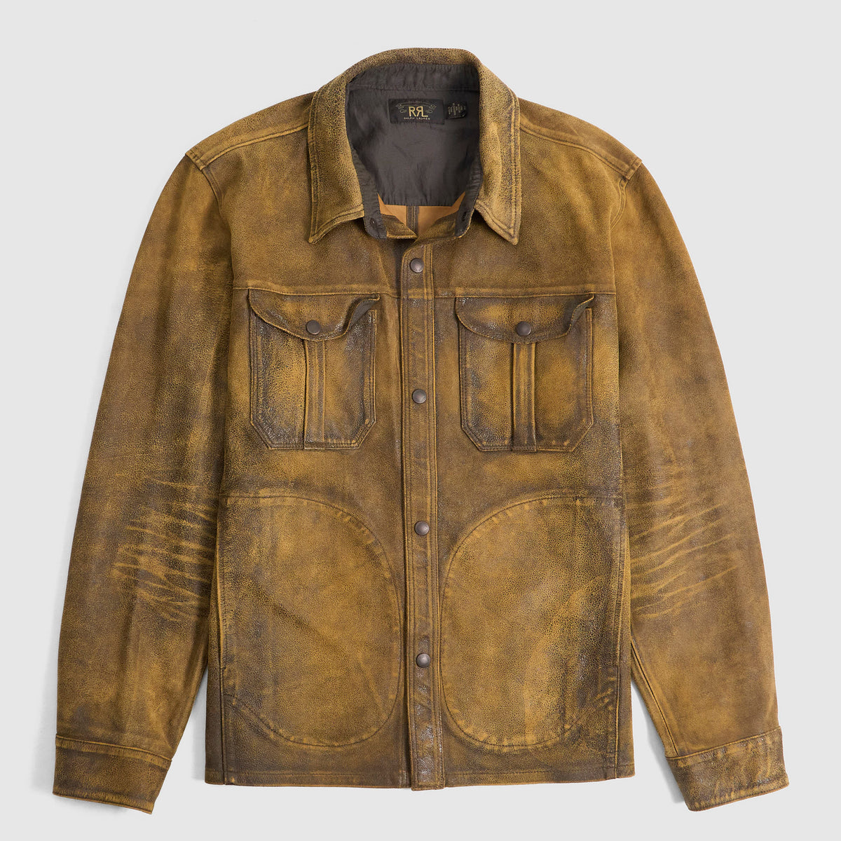 Double RL Unlined Overshirt Sheepskin Leather Jacket