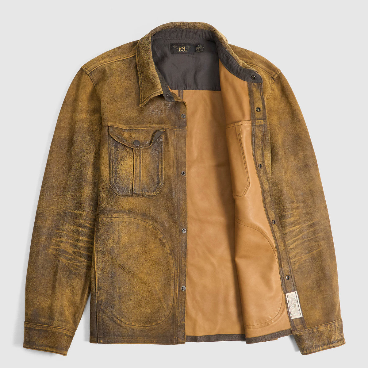 Double RL Unlined Overshirt Sheepskin Leather Jacket