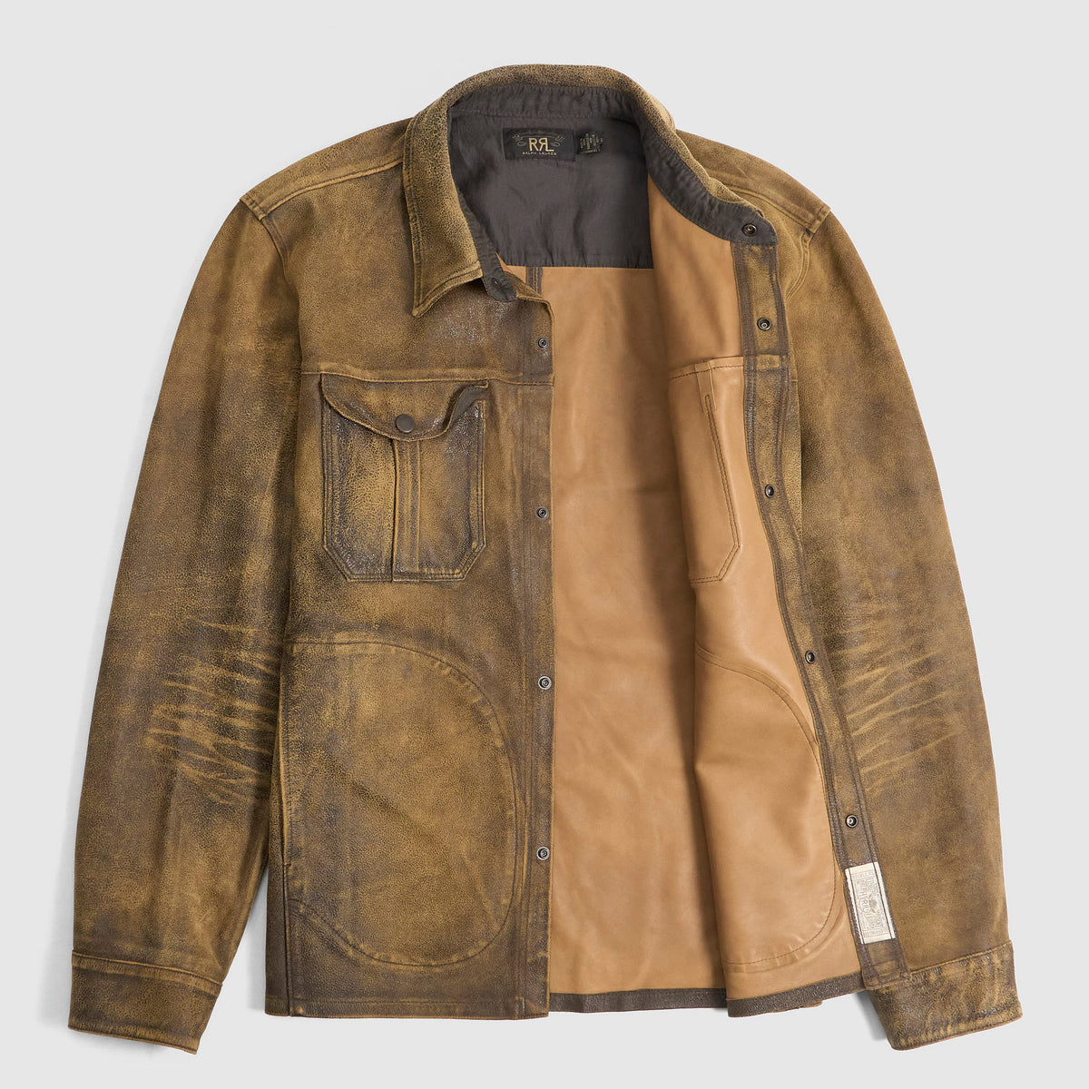 Double RL Unlined Overshirt Sheepskin Leather Jacket