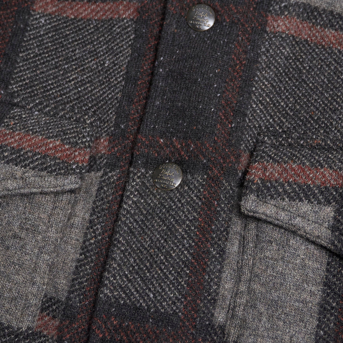 Double RL Heavyweight Plaid Wool Cardigan Jacket