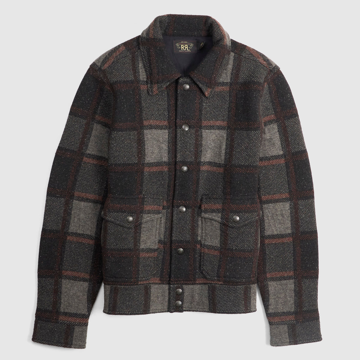 Double RL Heavyweight Plaid Wool Cardigan Jacket