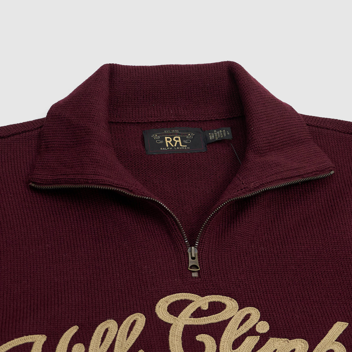 Double RL Hill Climber Quarter Zip Wool Sweater