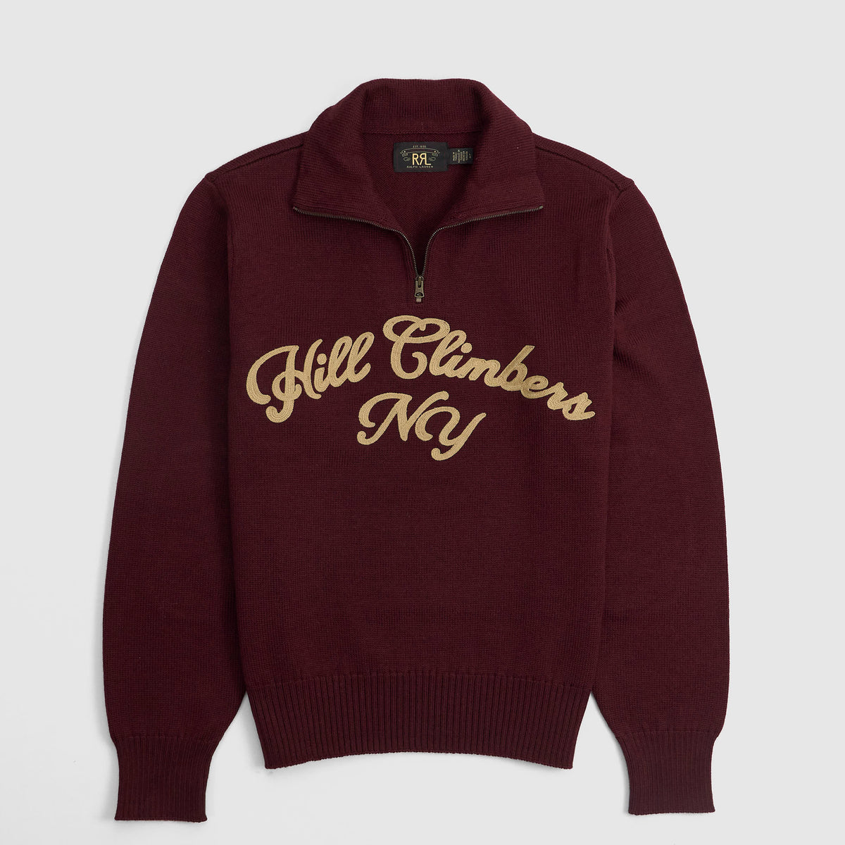 Double RL Hill Climber Quarter Zip Wool Sweater