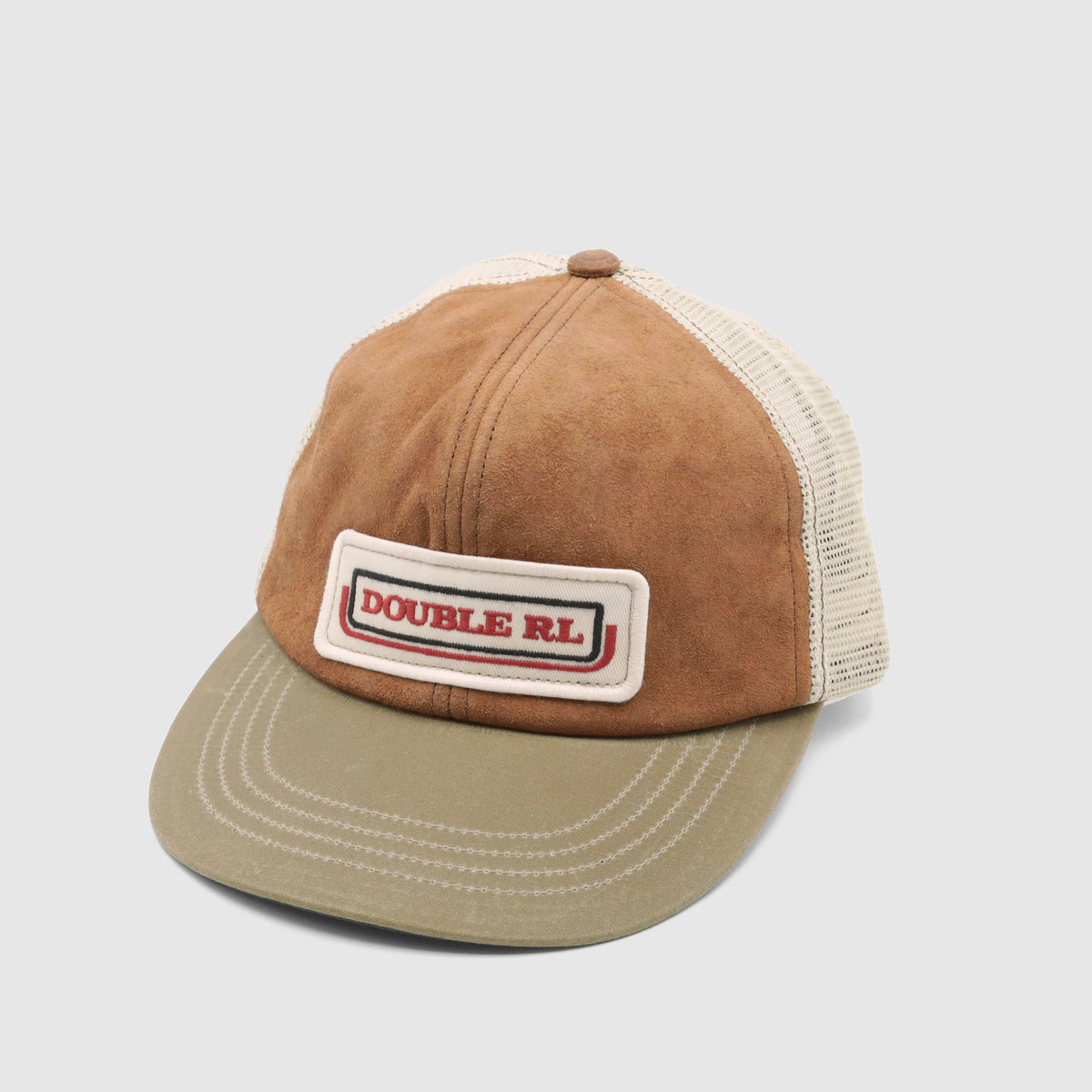 Double RL Mesh Logo Suede Trucker Cap