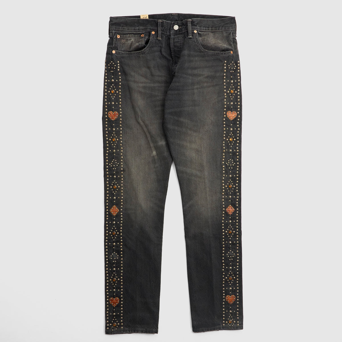 Double RL Slim Fit Studded Black Jeans