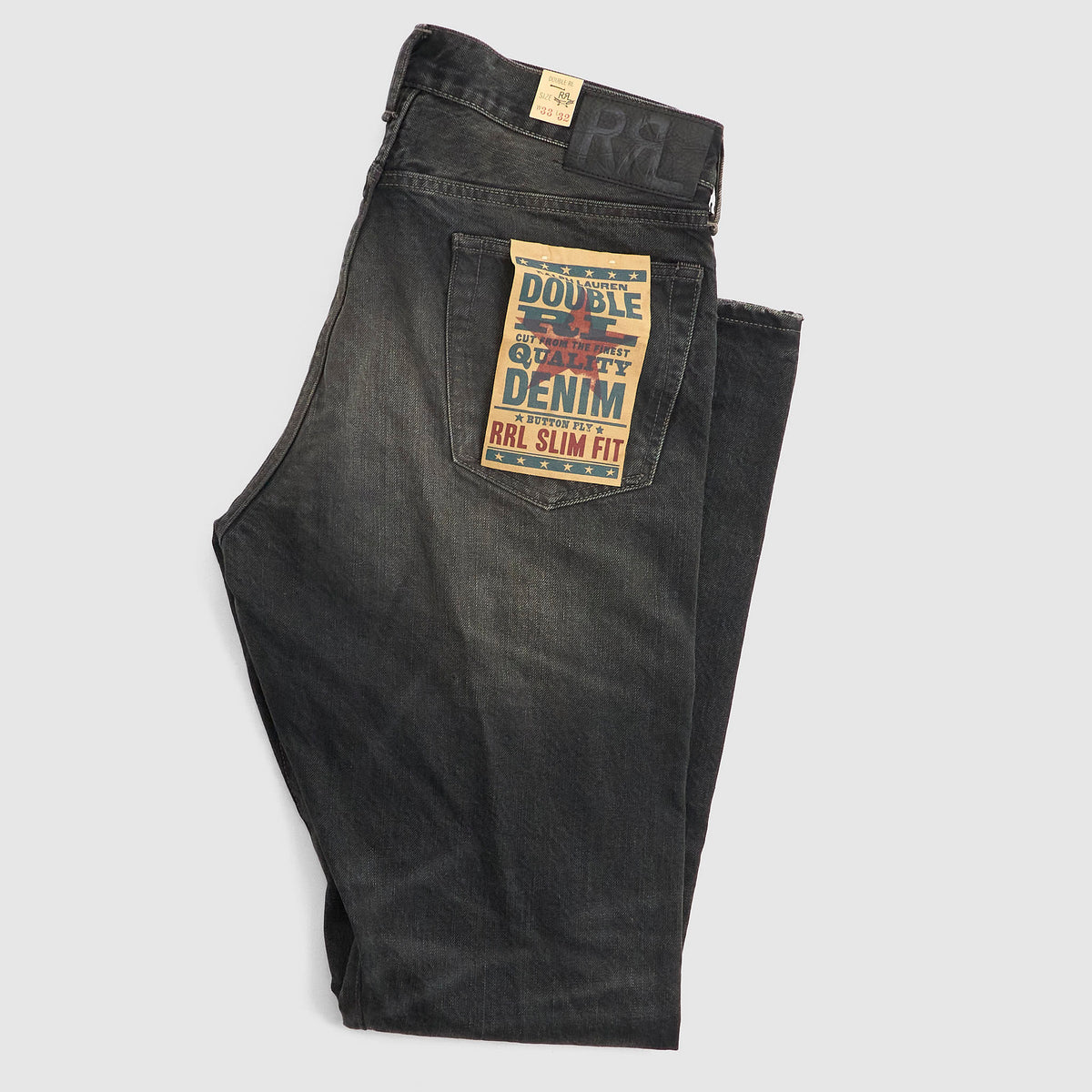Double RL Slim Fit Studded Black Jeans