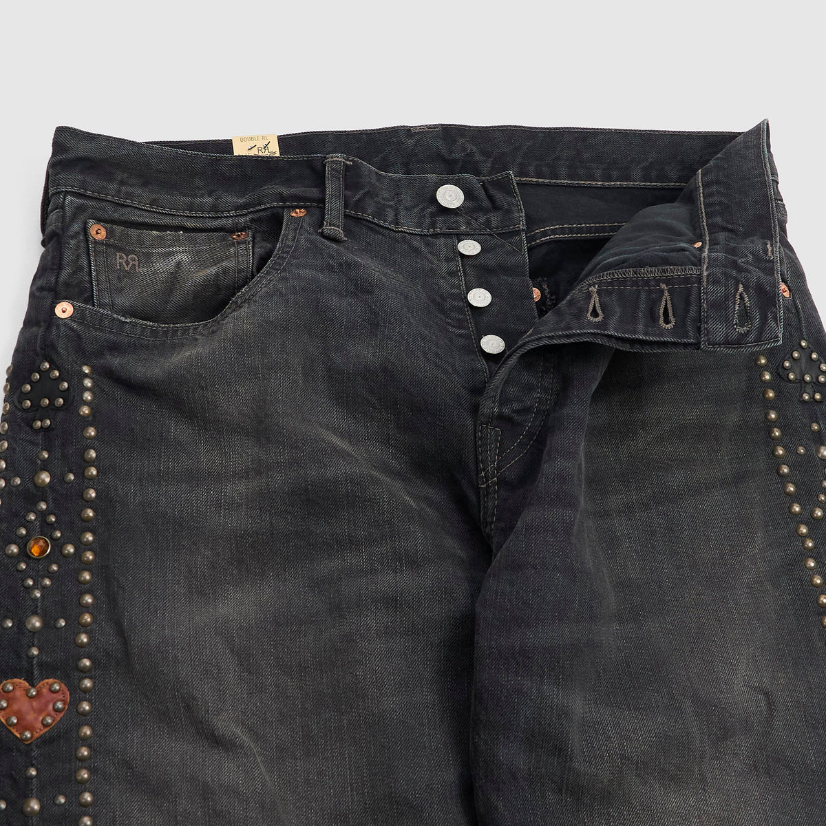 Double RL Slim Fit Studded Black Jeans