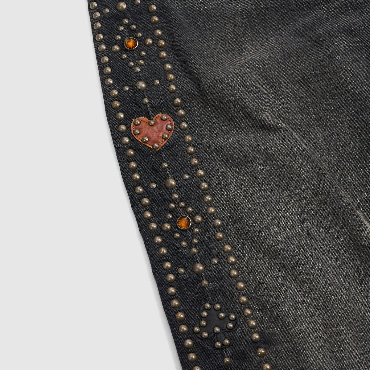 Double RL Slim Fit Studded Black Jeans