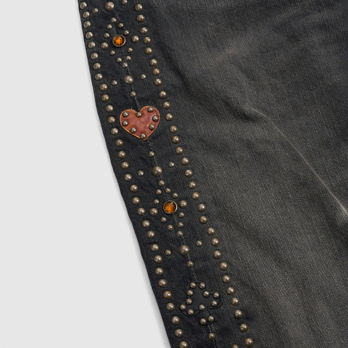 Double RL Slim Fit Studded Black Jeans