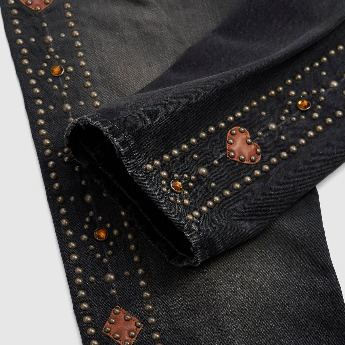 Double RL Slim Fit Studded Black Jeans