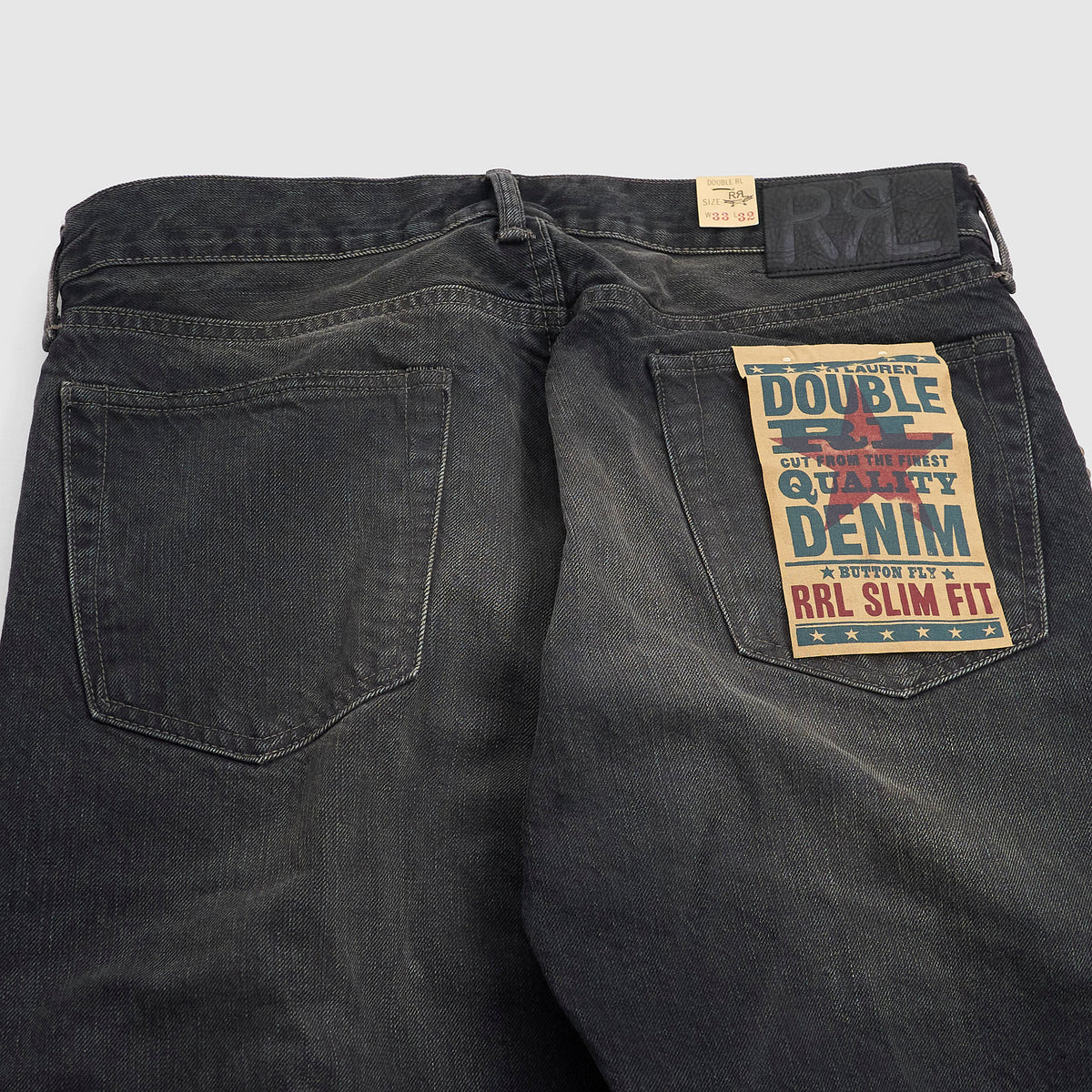 Double RL Slim Fit Studded Black Jeans