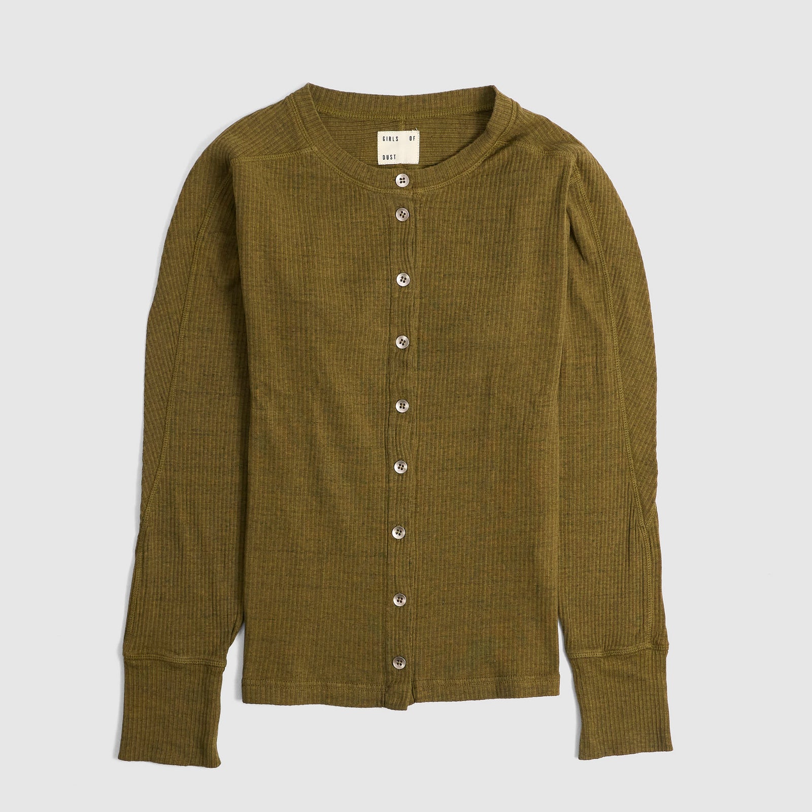 Girls of Dust Ladies Ribbed Buttoned Knit Long Sleeve Top