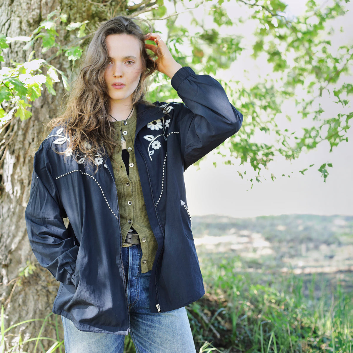 Fritur Ladies Embroidered  Western Windbreaker Jacket