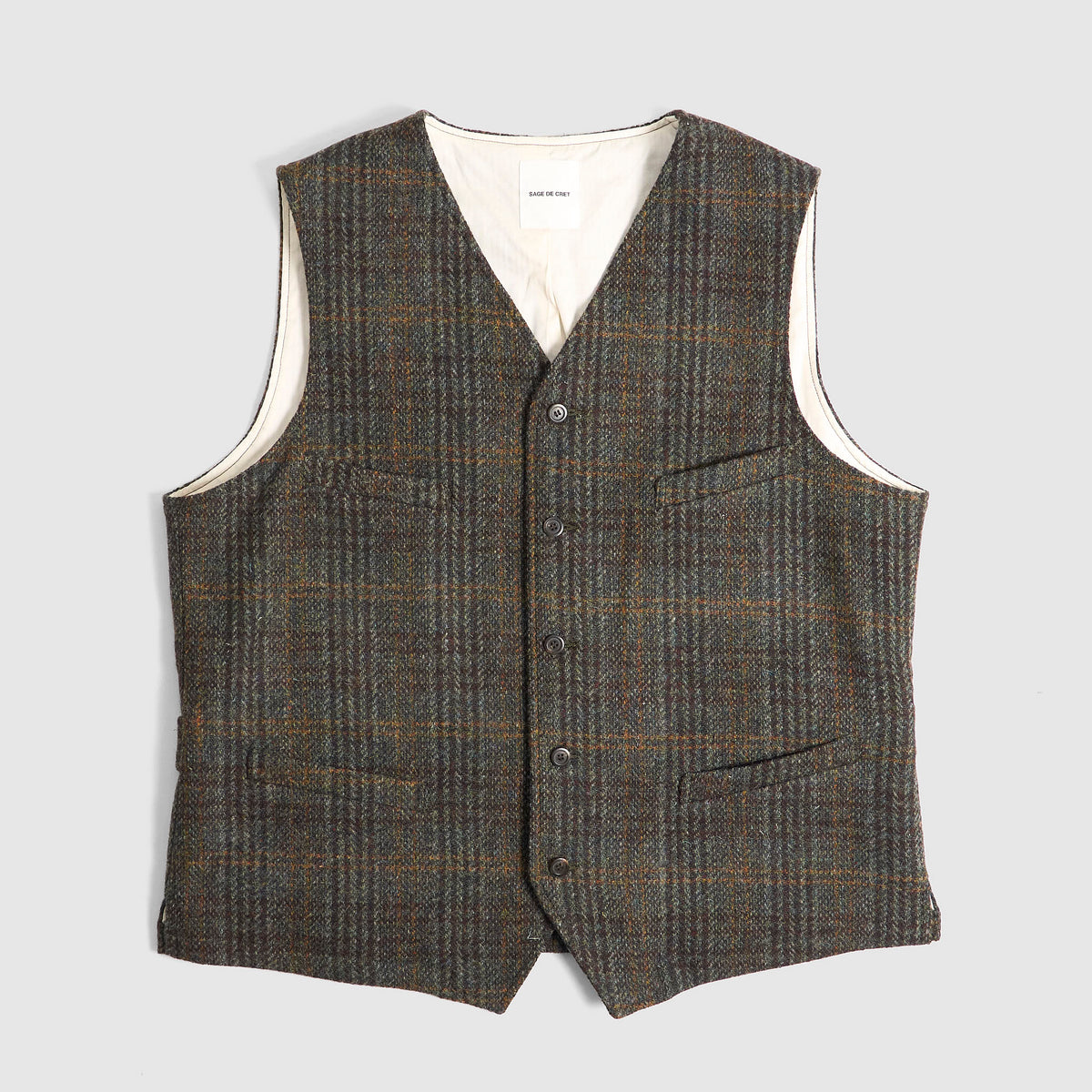 Sage de Cret Harris Tweed Vest