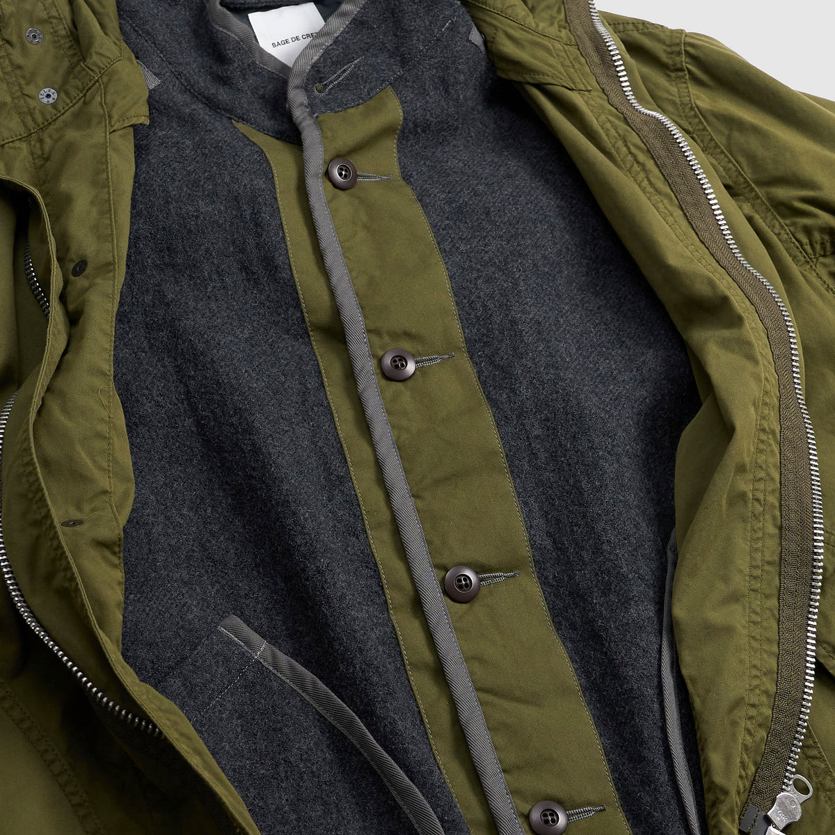 Sage De Cret Oxford Three-Way Parka