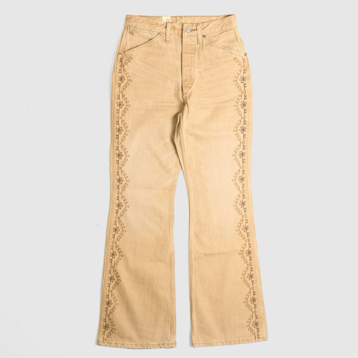 RRL Ladies Embroidered Natural Bootcut Denim Jeans