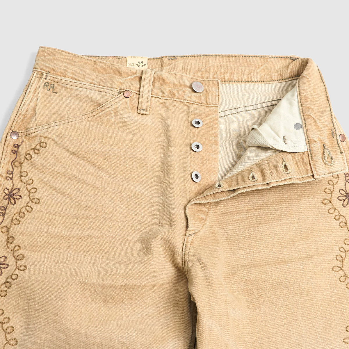 RRL Ladies Embroidered Natural Bootcut Denim Jeans
