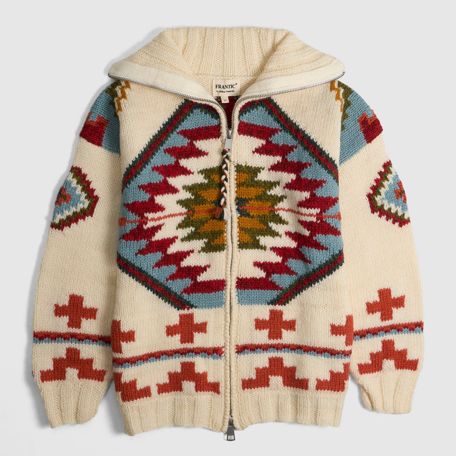 Frantic Hand-Knitted Southwestern Inspired Full-Zip Sweater