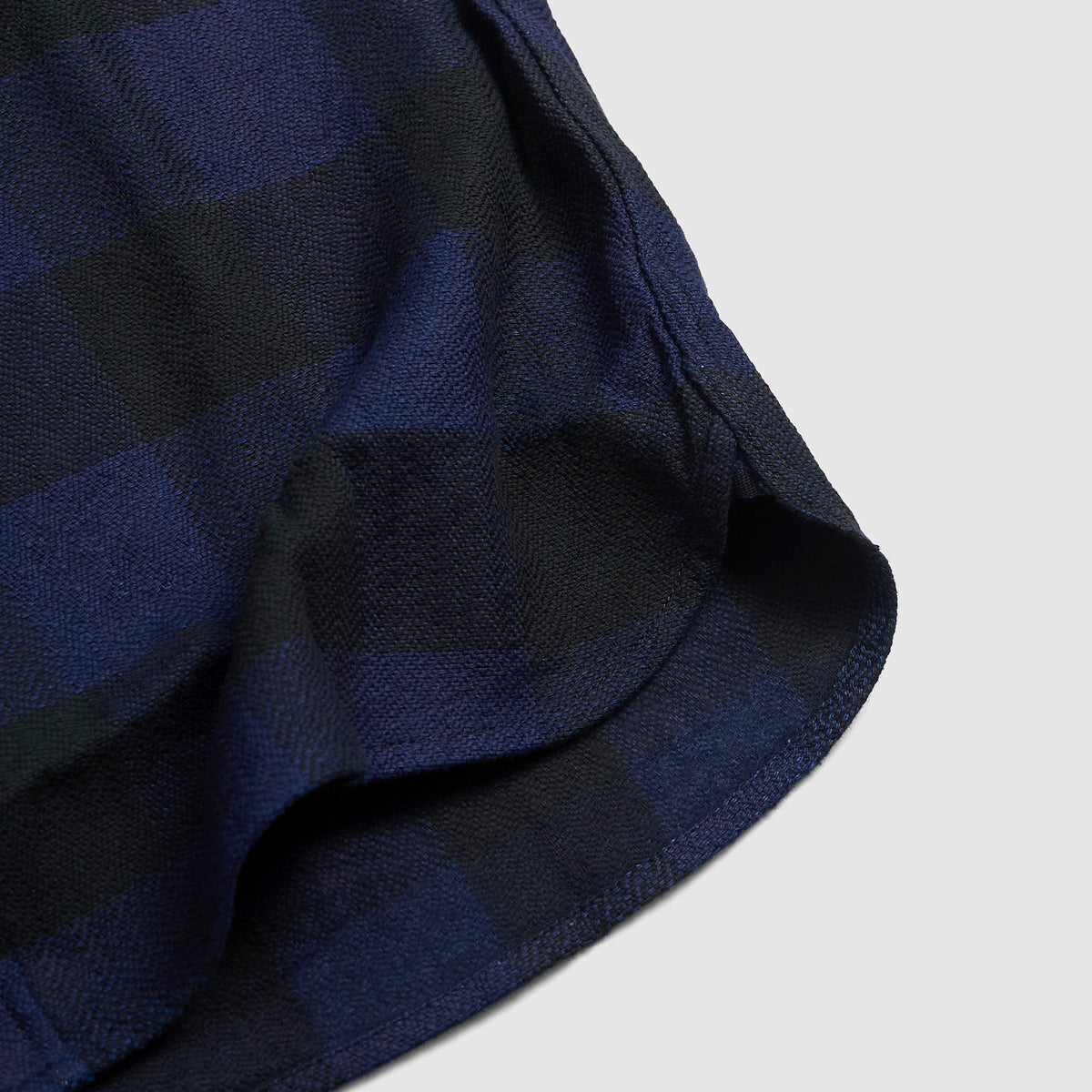The Flat Head Shirt Indigo Block Check Work FN-SNR-101LSP