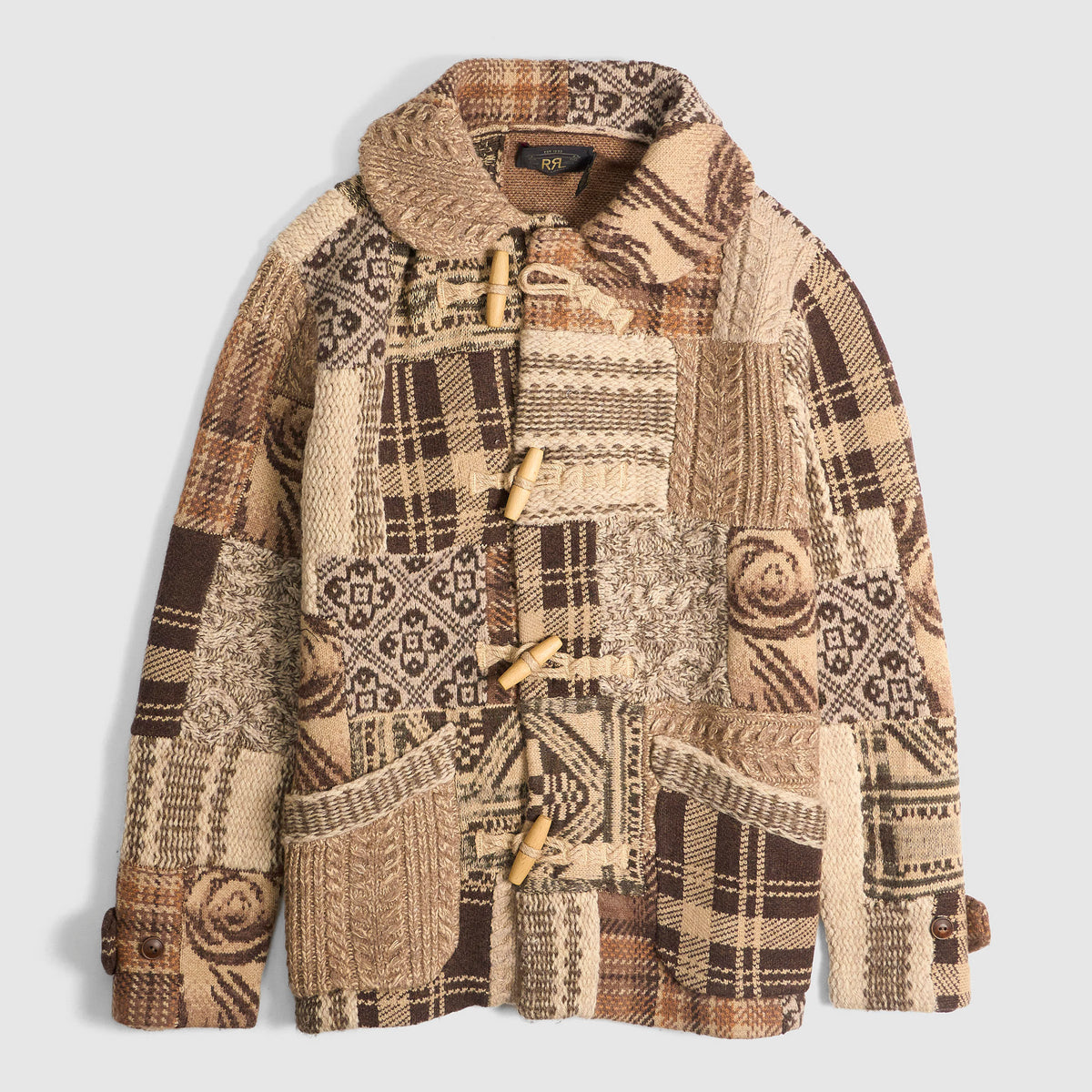 Double RL Knitted Wool/Silk Patchwork Cardigan