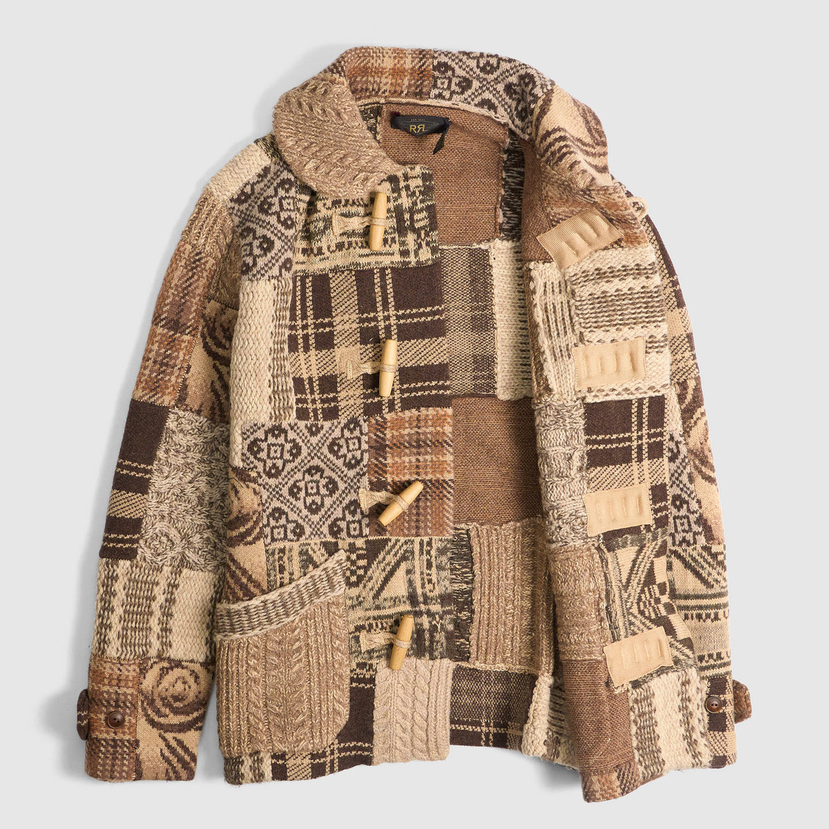 Double RL Knitted Wool/Silk Patchwork Cardigan