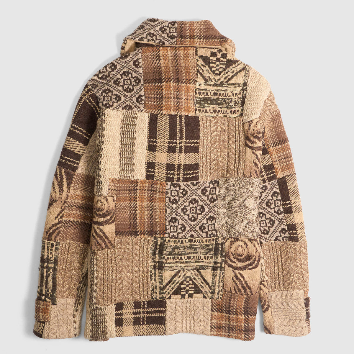 Double RL Knitted Wool/Silk Patchwork Cardigan