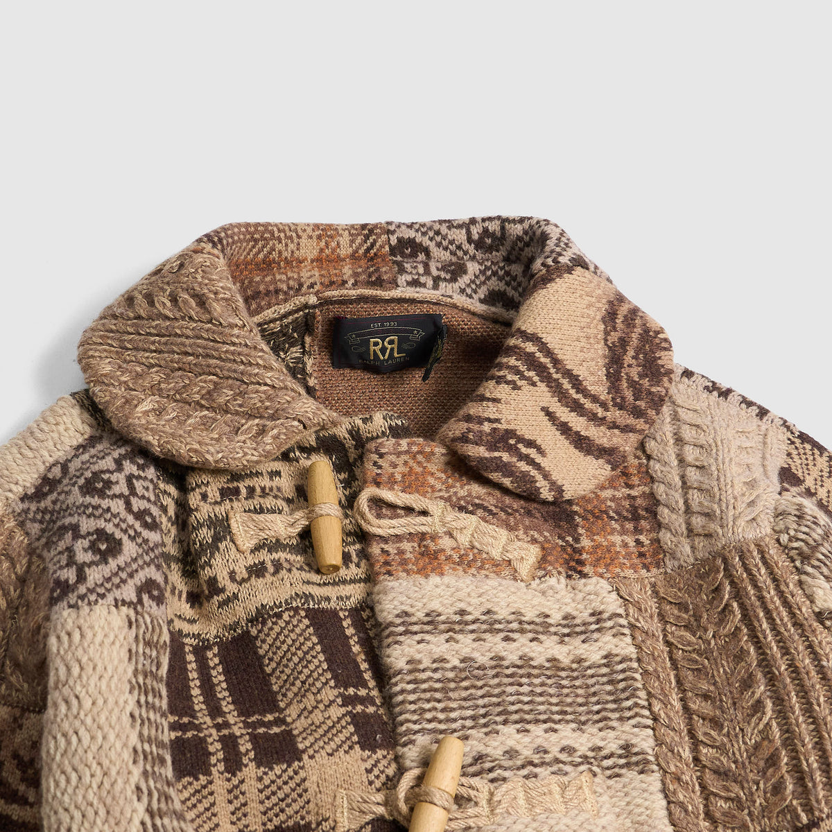 Double RL Knitted Wool/Silk Patchwork Cardigan