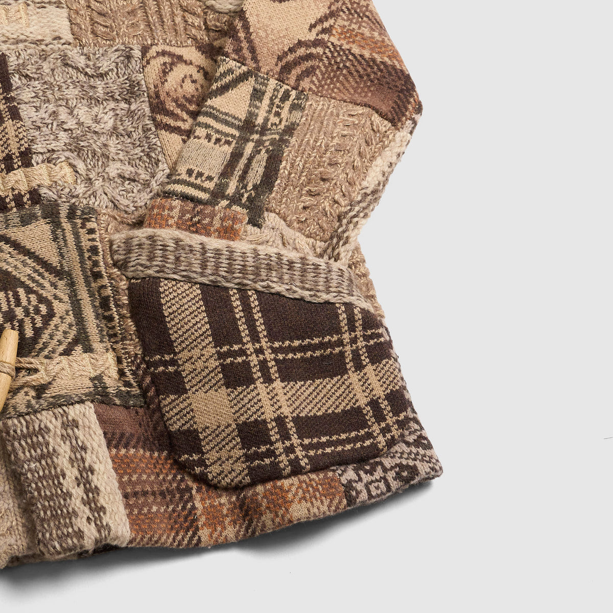 Double RL Knitted Wool/Silk Patchwork Cardigan