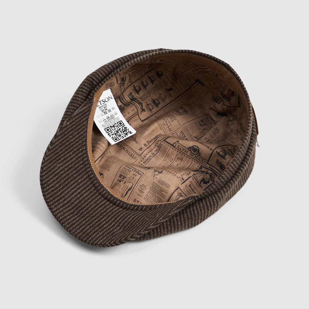 Stetson Hatteras Striped Virgin Wool Newsboy Cap