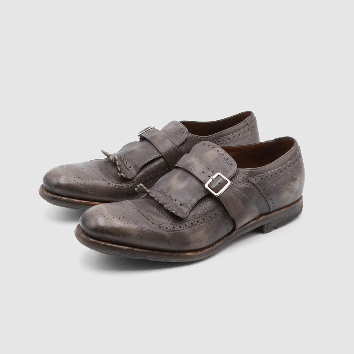 Church&#39;s Distressed Side Buckle Shanghai Loafer