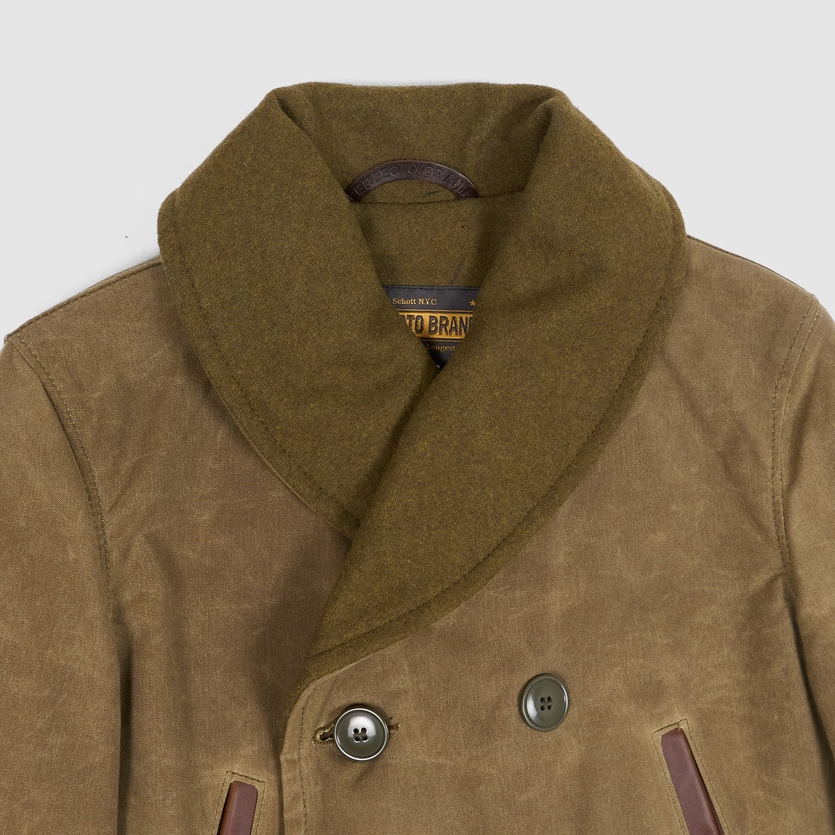 Schott Perfecto Brand Macinaw Waxed Cotton Peacoat