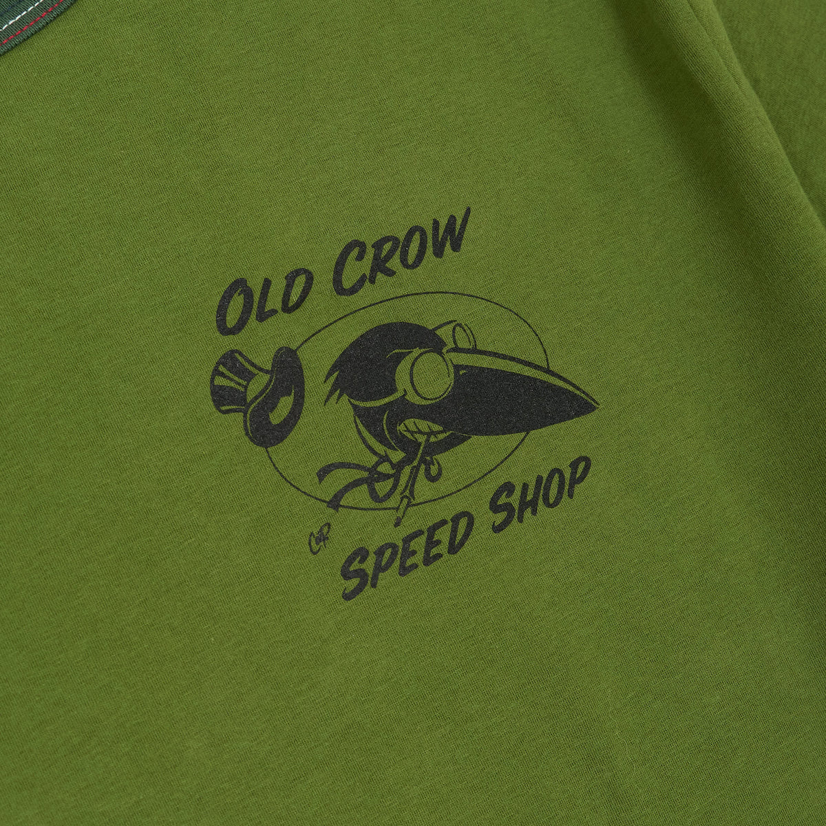 Old Crow Speed Shop Red Wite Blue  Crew Neck Printed T-Shirt
