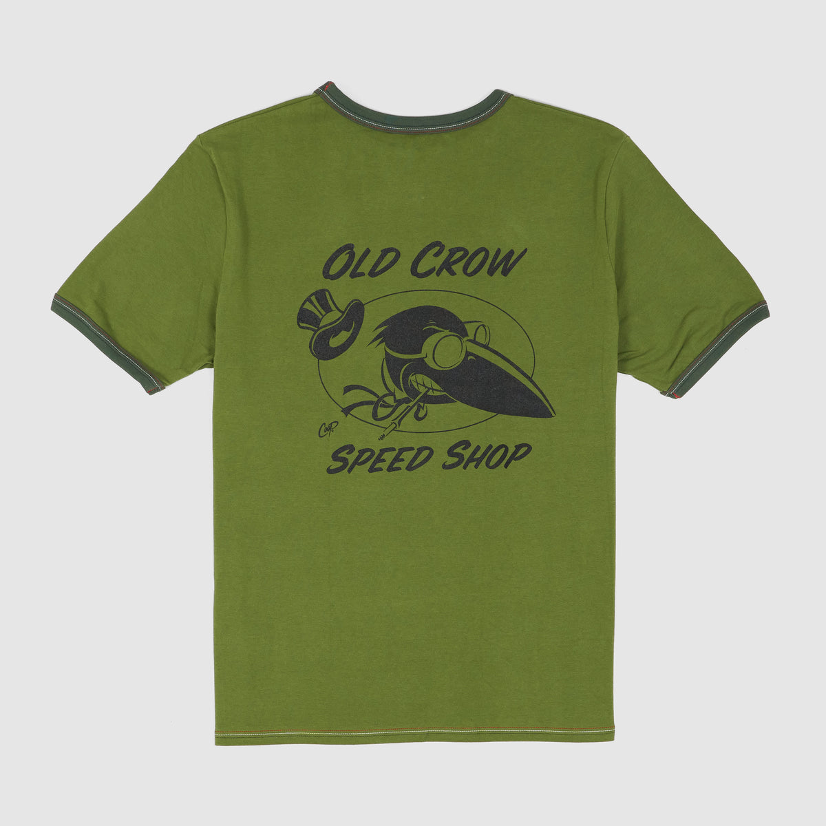 Old Crow Speed Shop Red Wite Blue  Crew Neck Printed T-Shirt