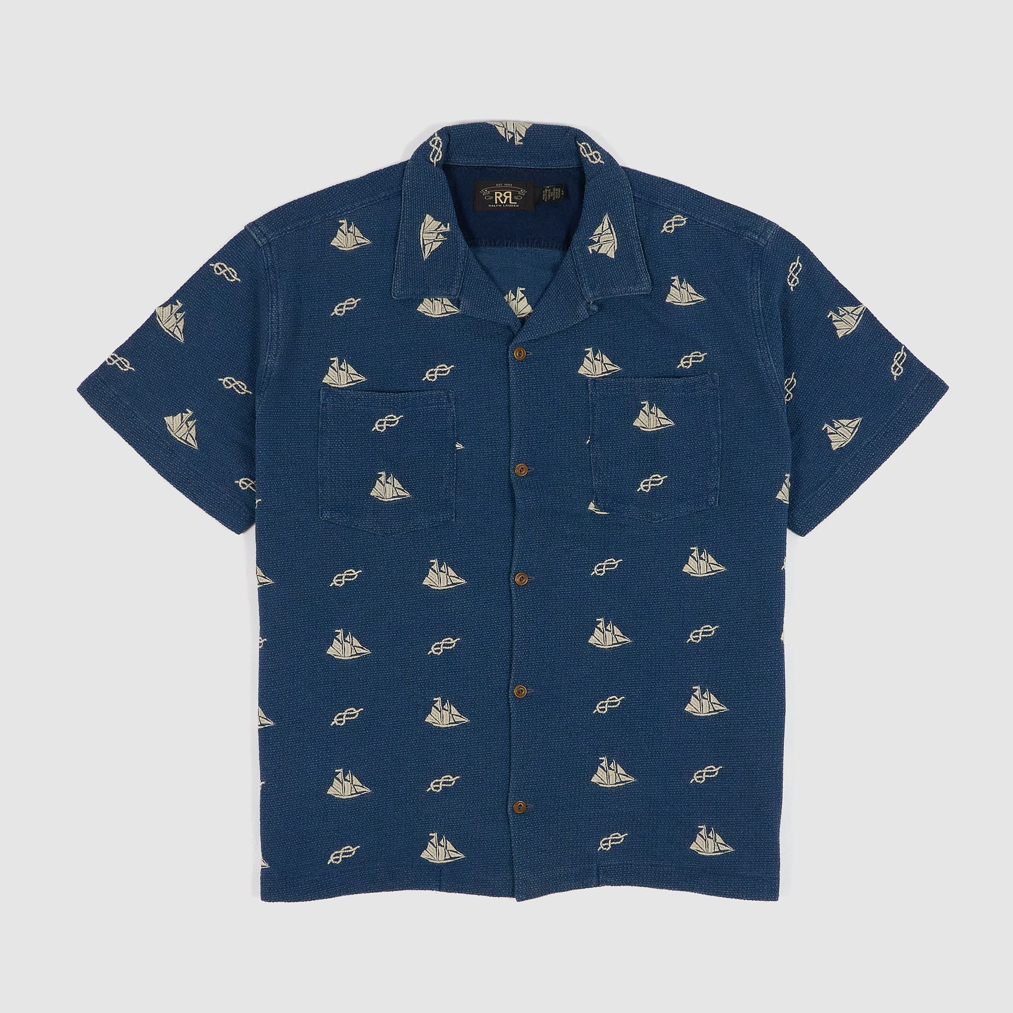 Double RL Short Sleeve Indigo Camp Shirt - DeeCee style