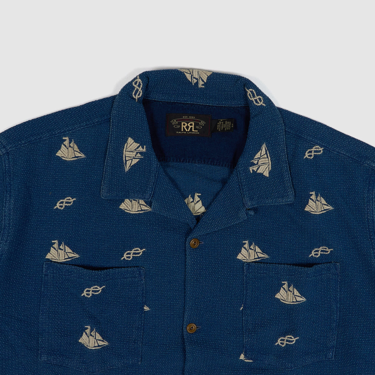 Double RL Short Sleeve Indigo Short Sleeve Camp Shirt