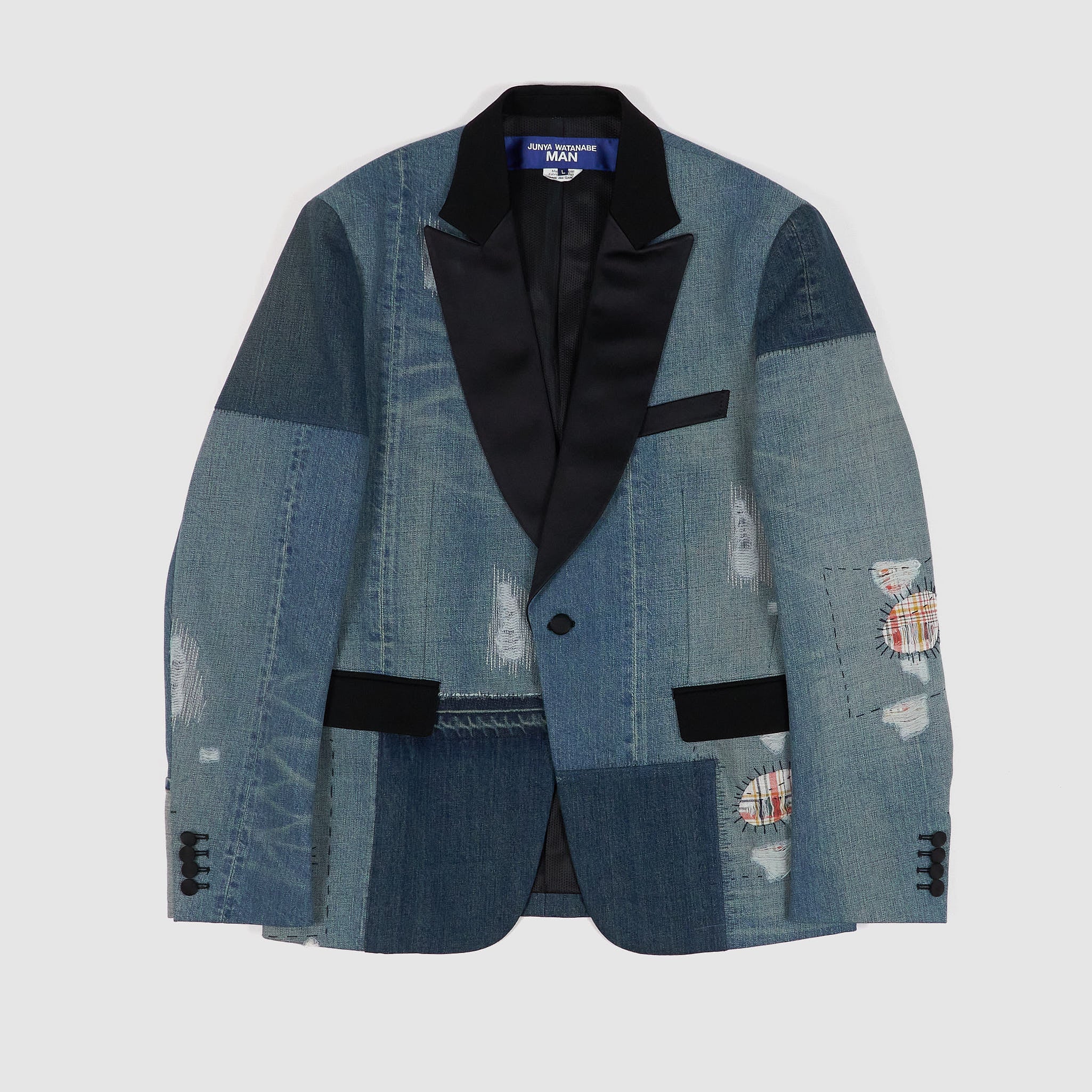 vaqtaux バニ Junya Watanabe MAN Patchwork Denim Tuxedo Blazer - DeeCee style