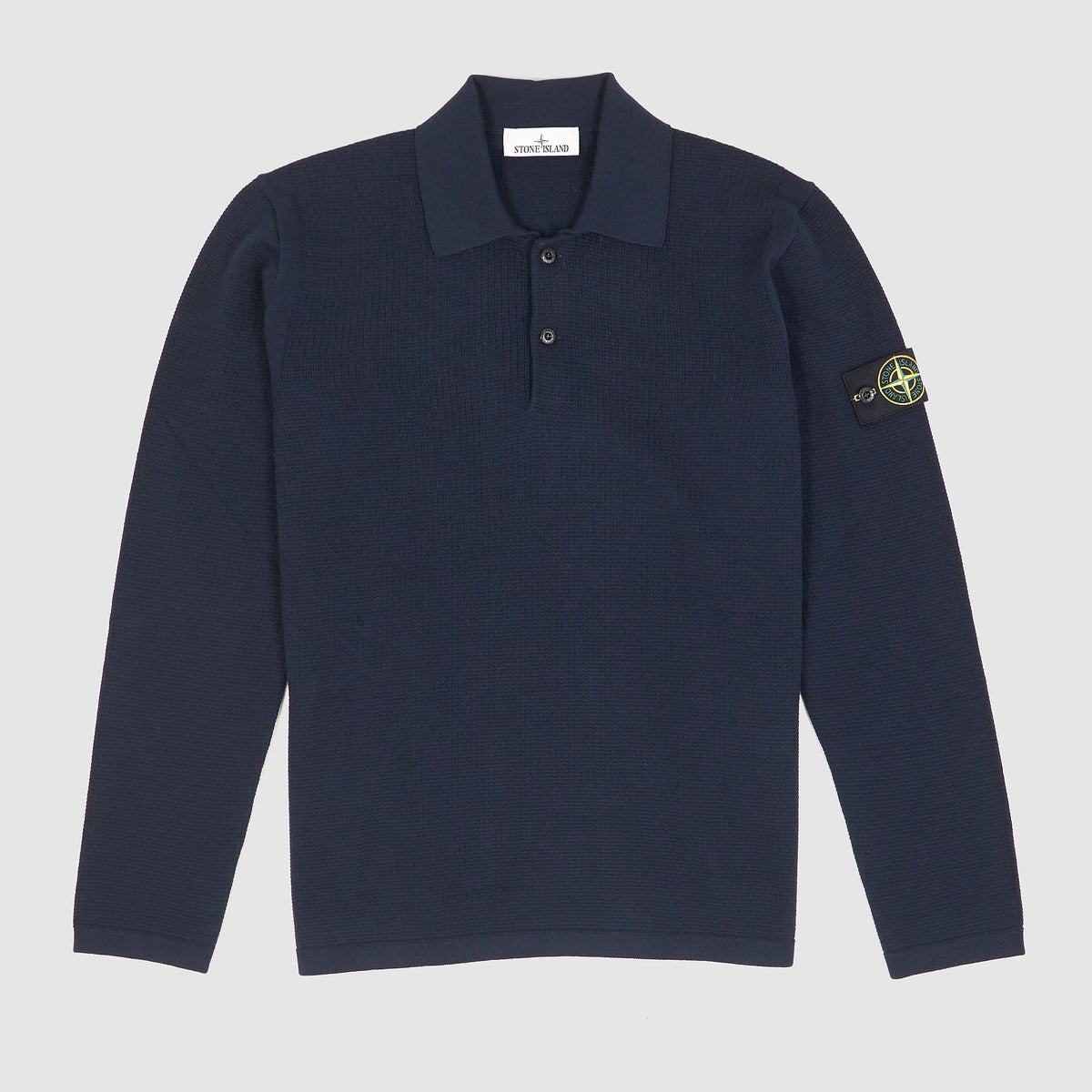 Stone Island Long Sleeve Cotton Knitted Polo Shirt