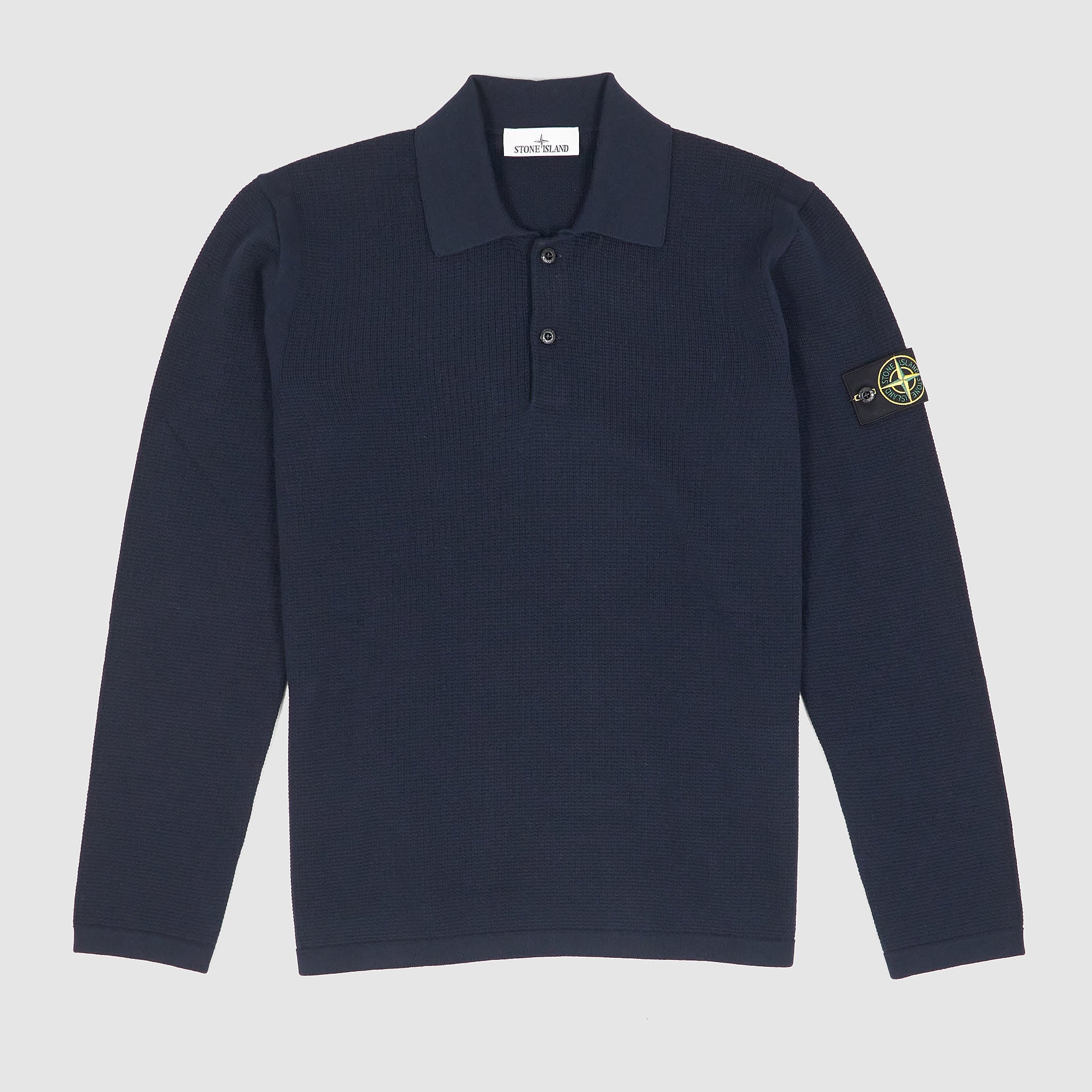 Stone Island Long Sleeve Cotton Knitted Polo Shirt - DeeCee style