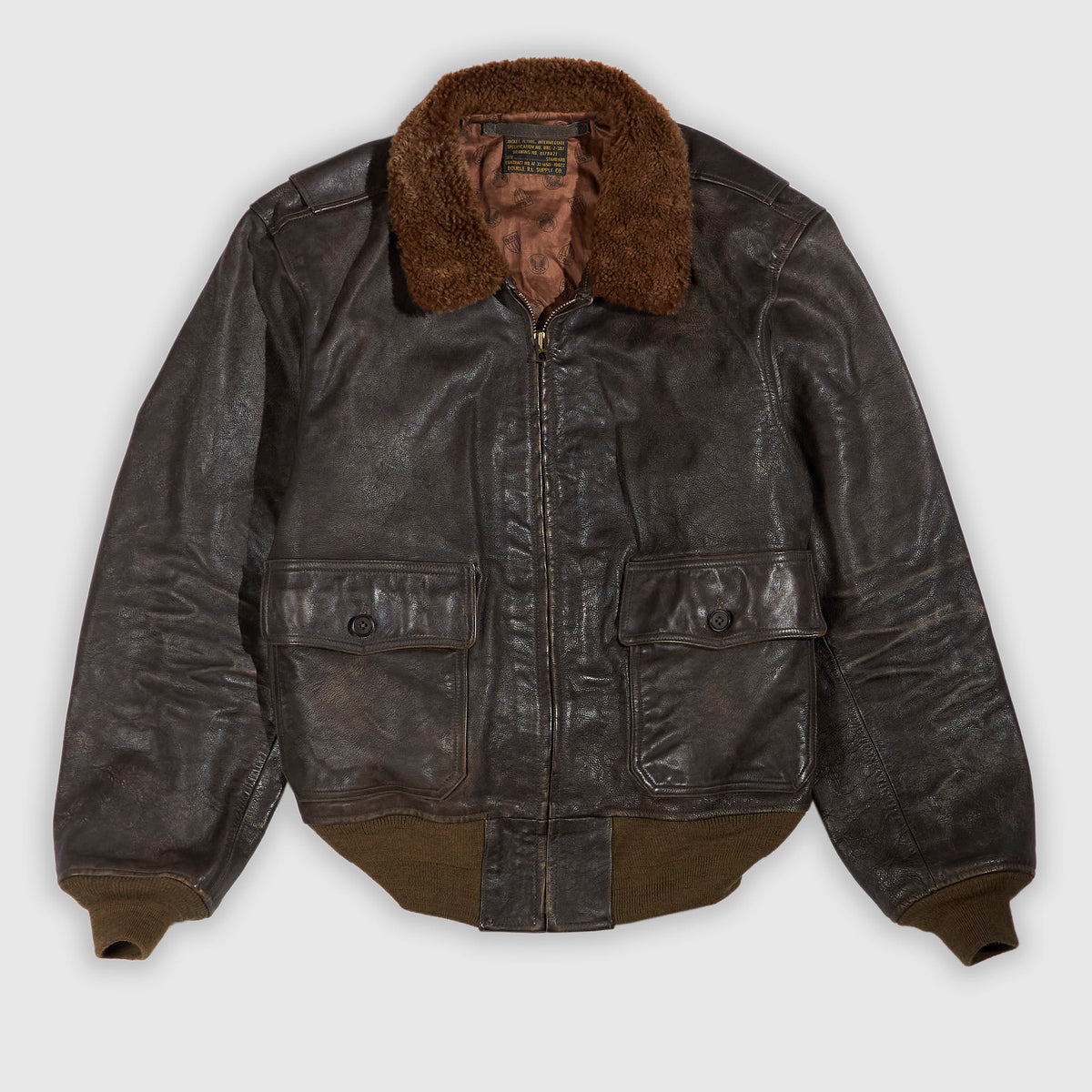 Double RL Leather Bomber Jacket