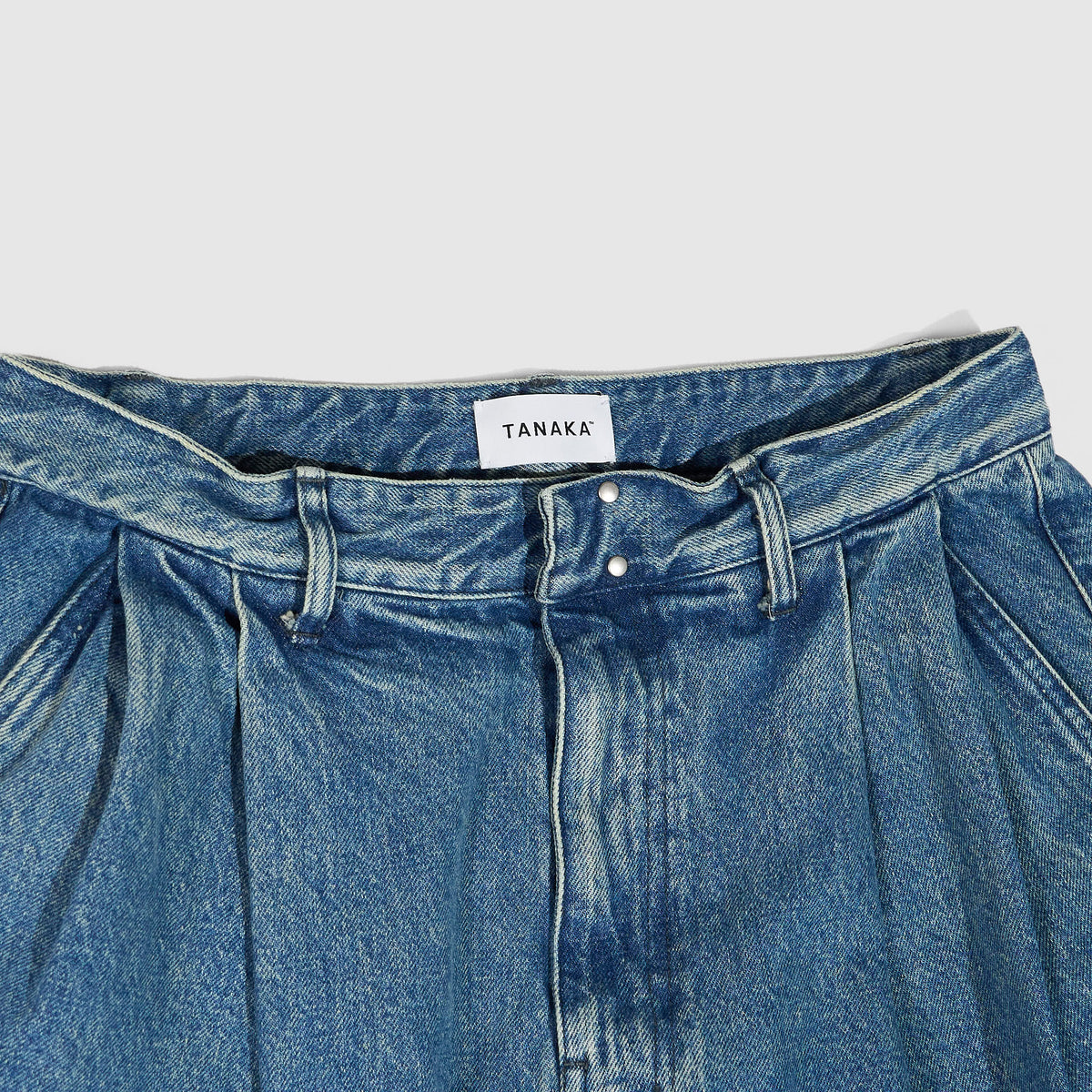 Tanaka Hakama Pleated Denim Jean Shorts