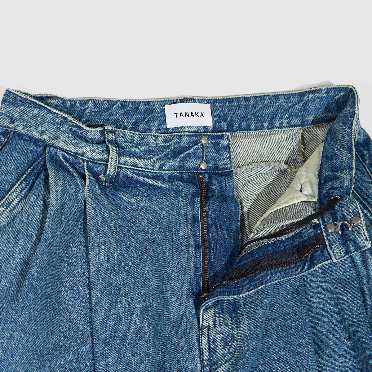 Tanaka Hakama Pleated Denim Jean Shorts