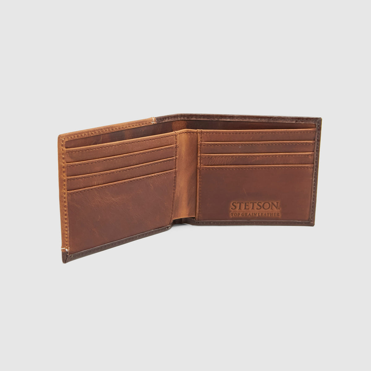 Stetson Tooled Leather Wallet With Concho And Felt Inlay