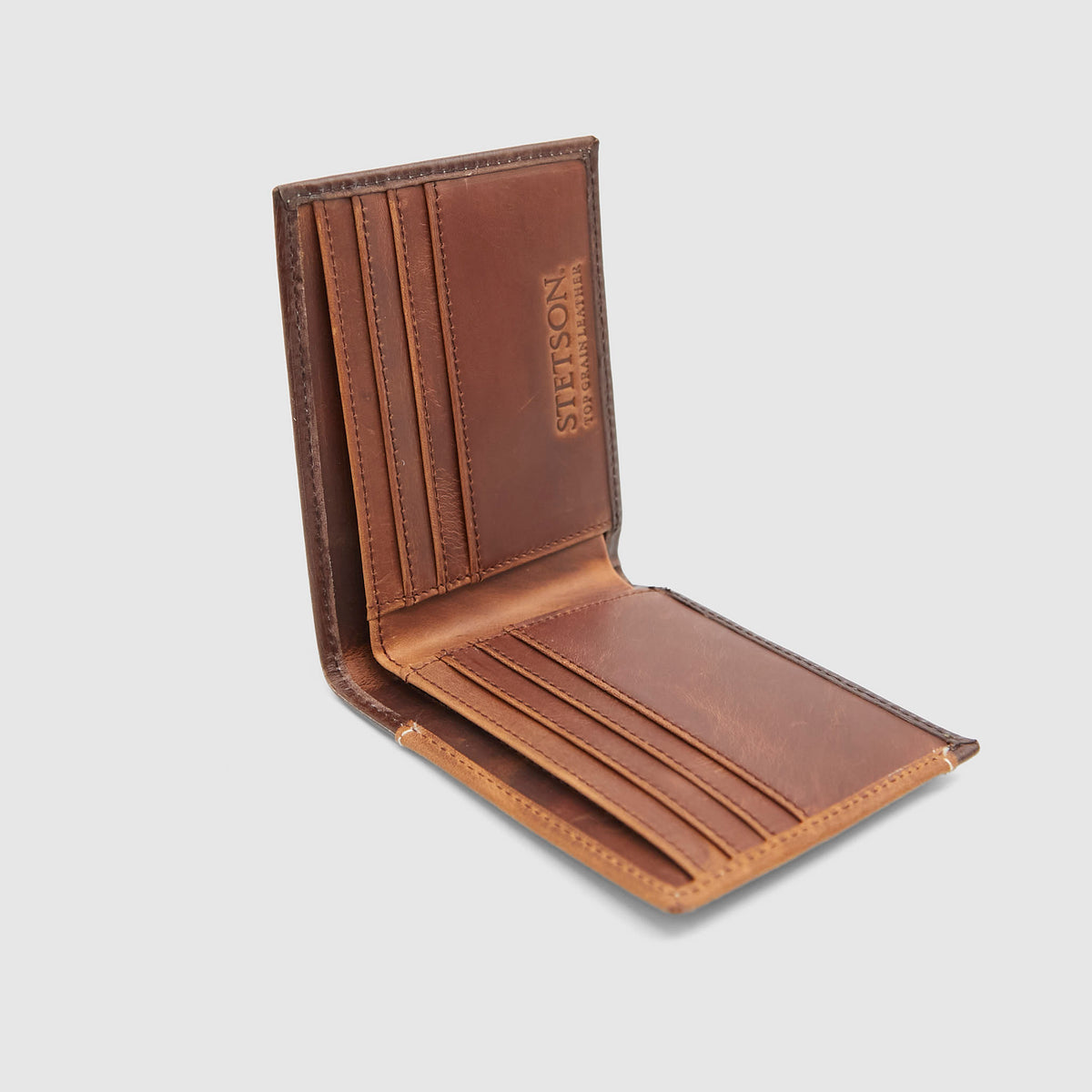 Stetson Tooled Leather Wallet With Concho And Felt Inlay
